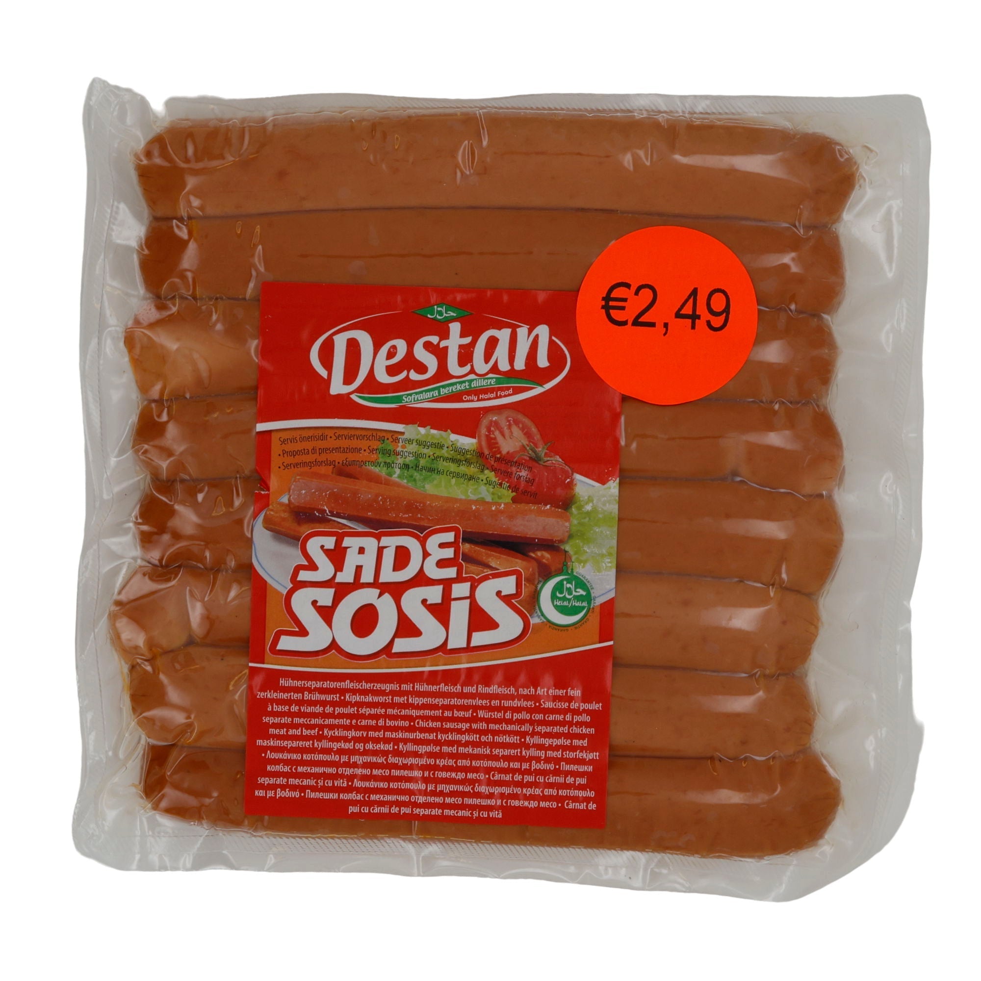 Geflügelsalami Destan Sade Sosis | Hähnchen- und Rinderwürstchen | Für vielseitigen Genuss | 400 g DESTAN